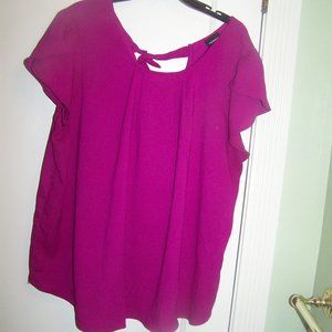 Torrid Top Blouse Pink 2 Flutter Sleeve Tie Back Plus
